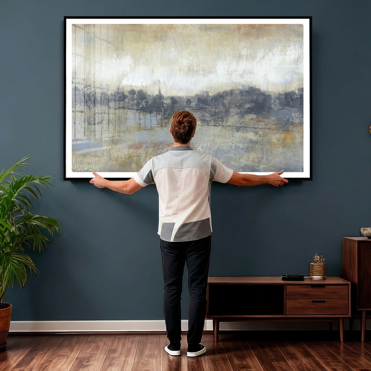 Abstract Neutral Landscape Painting Wall Art