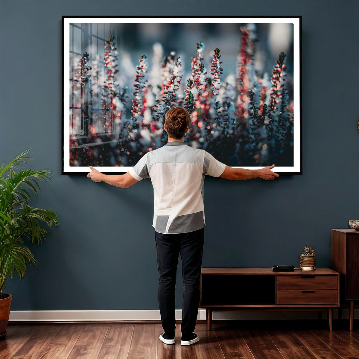 Winter Heather Wall Art Canvas Print, Frosted Floral Nature
