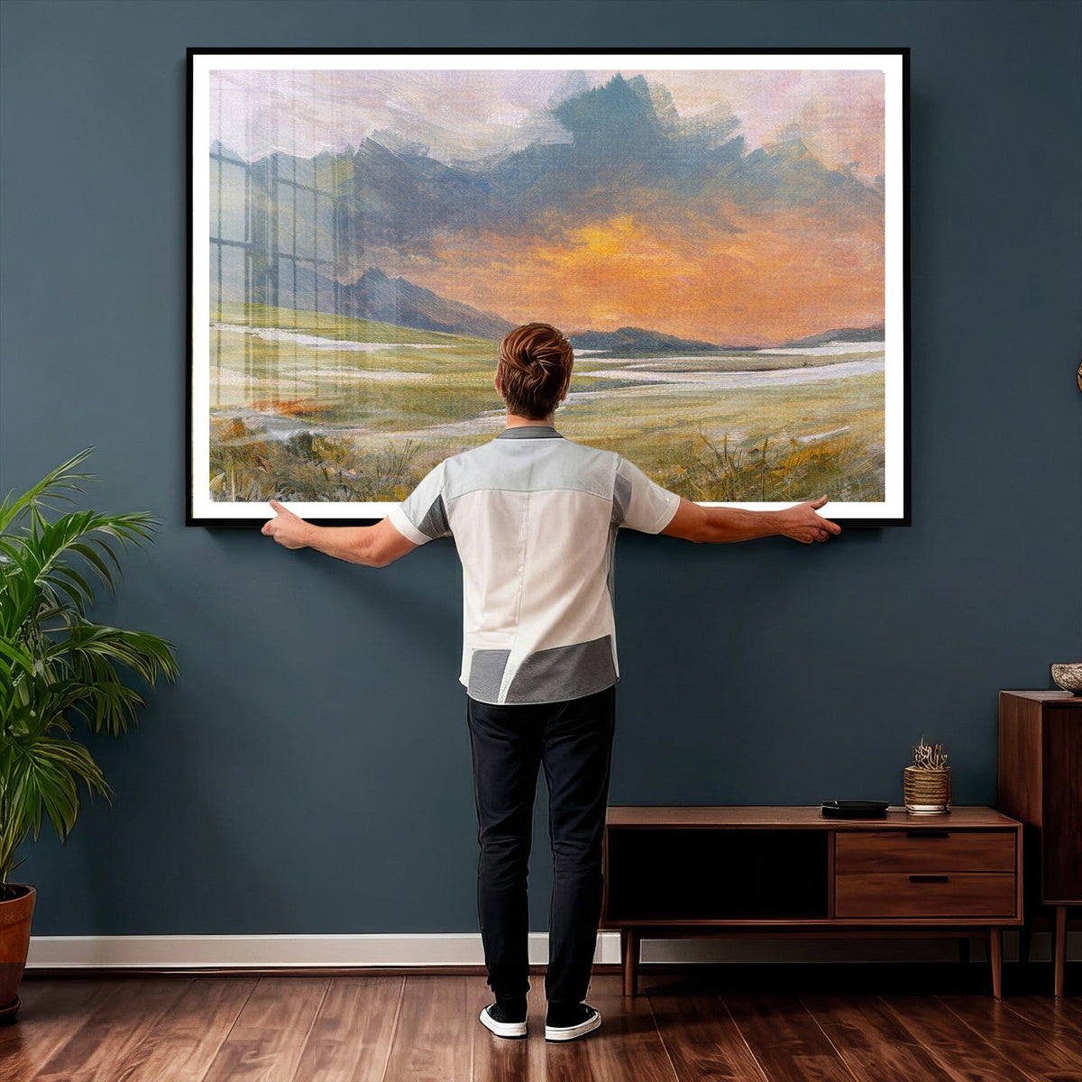 Mountain Sunset Wall Art Canvas Print Vintage Landscape