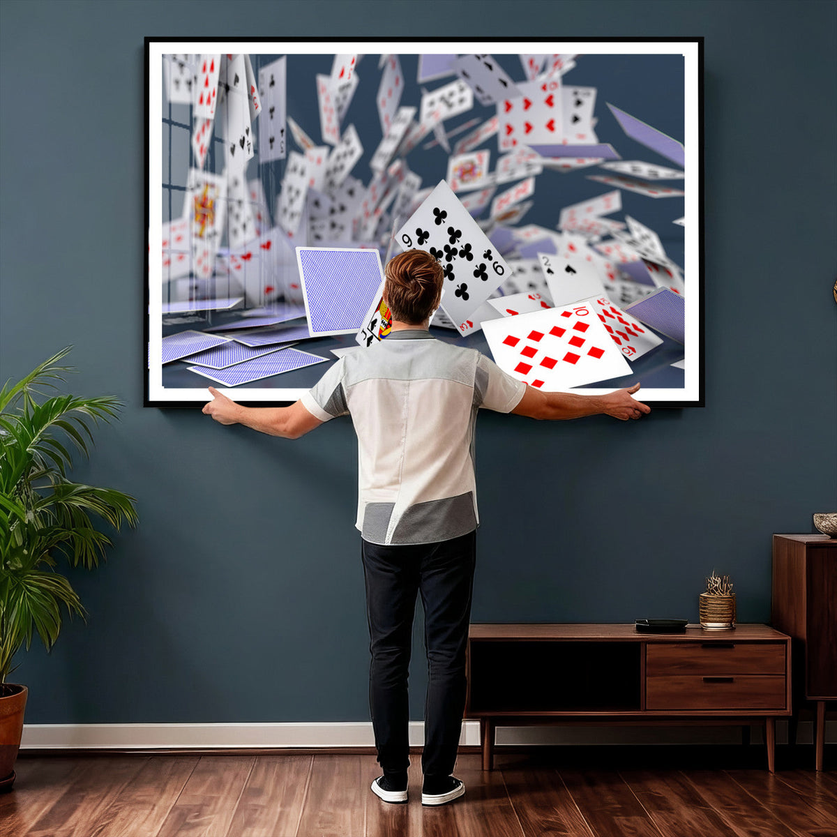 Playing Cards Canvas Wall Art | Casino Game Room Decor,