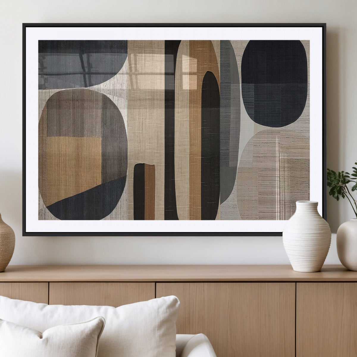 Abstract Minimalist Canvas Wall Art - Neutral Geometric