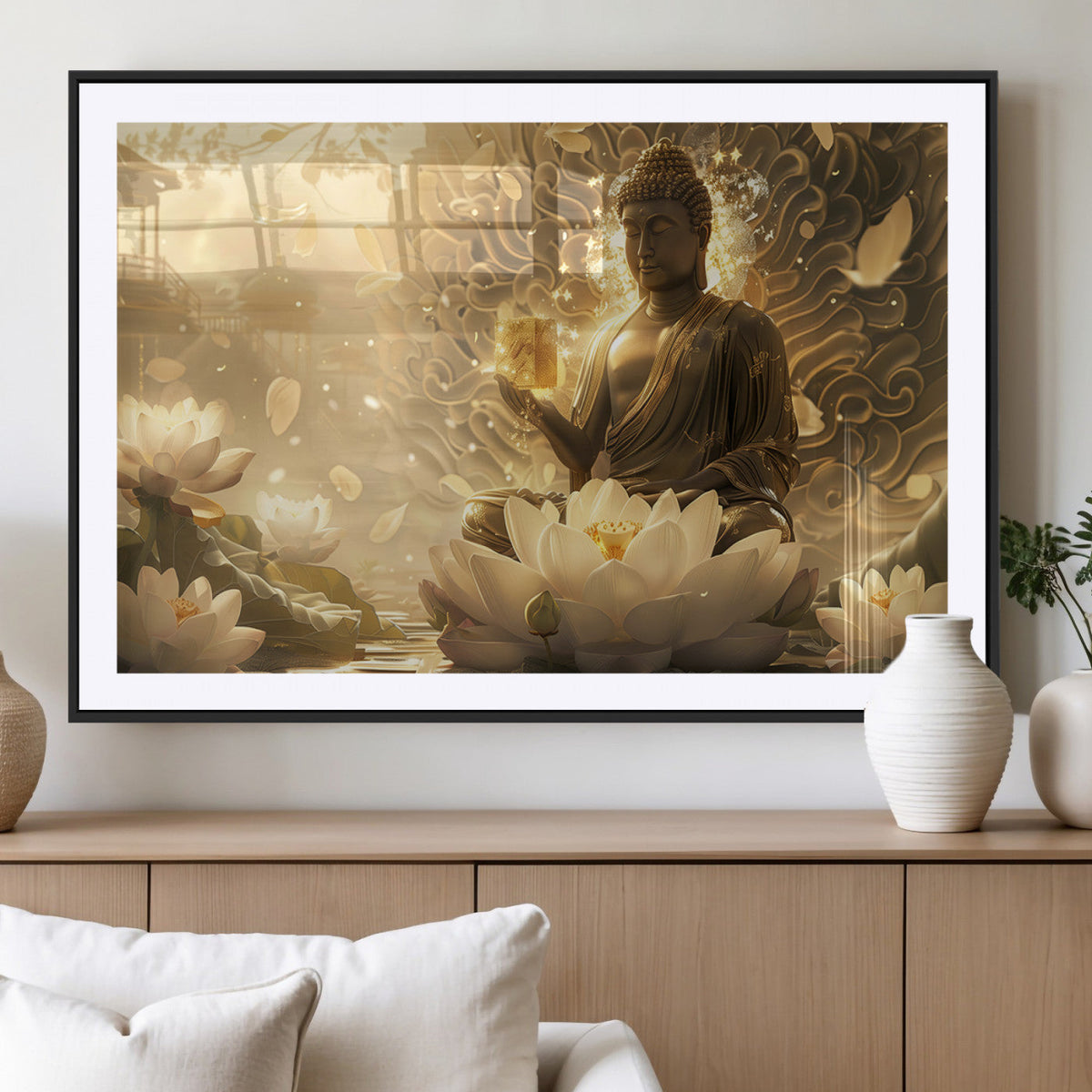 Golden Buddha Wall Art | Yoga Room Decor and Meditation Room