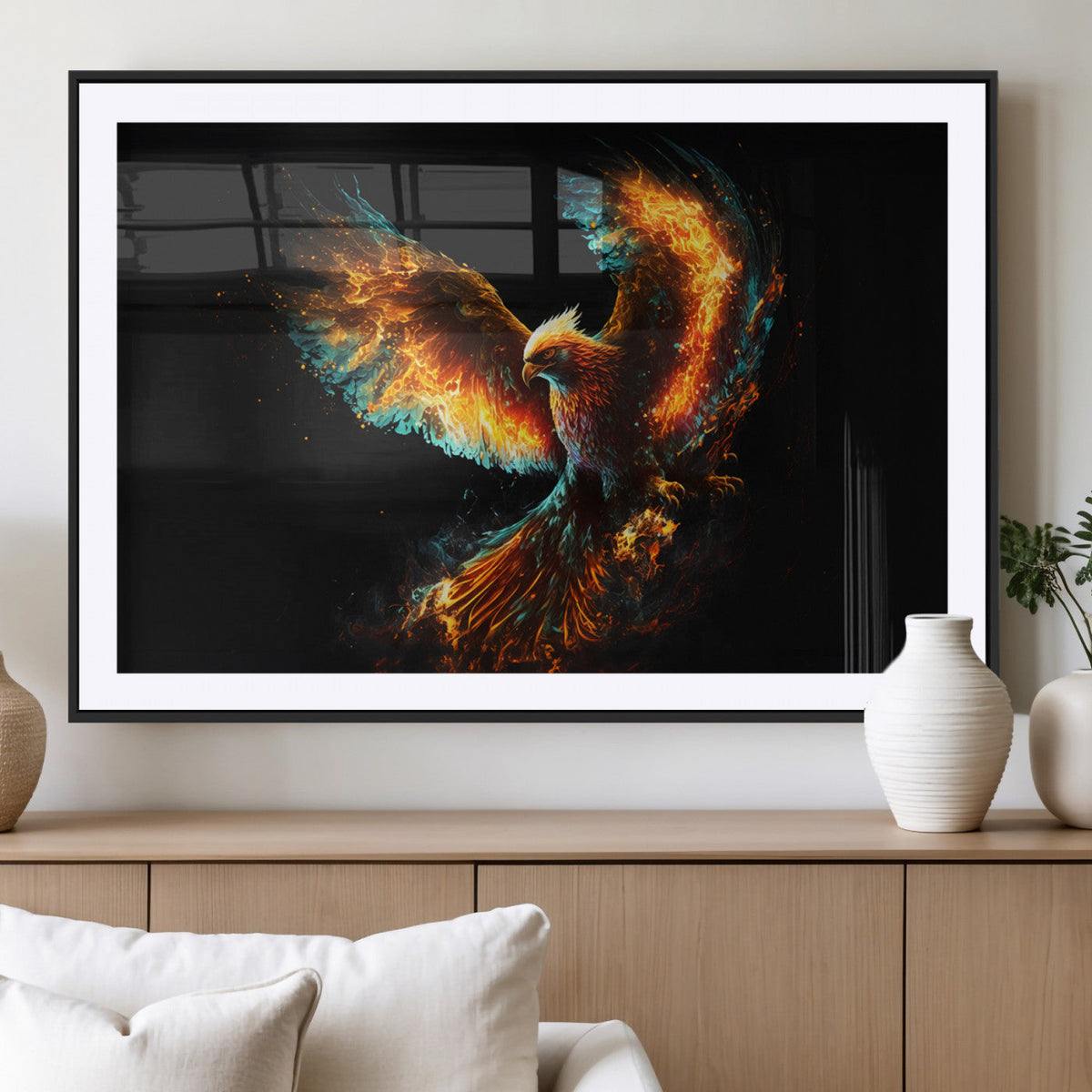 Fiery Phoenix Canvas Print | Ready to Hang Wall Art | Bold