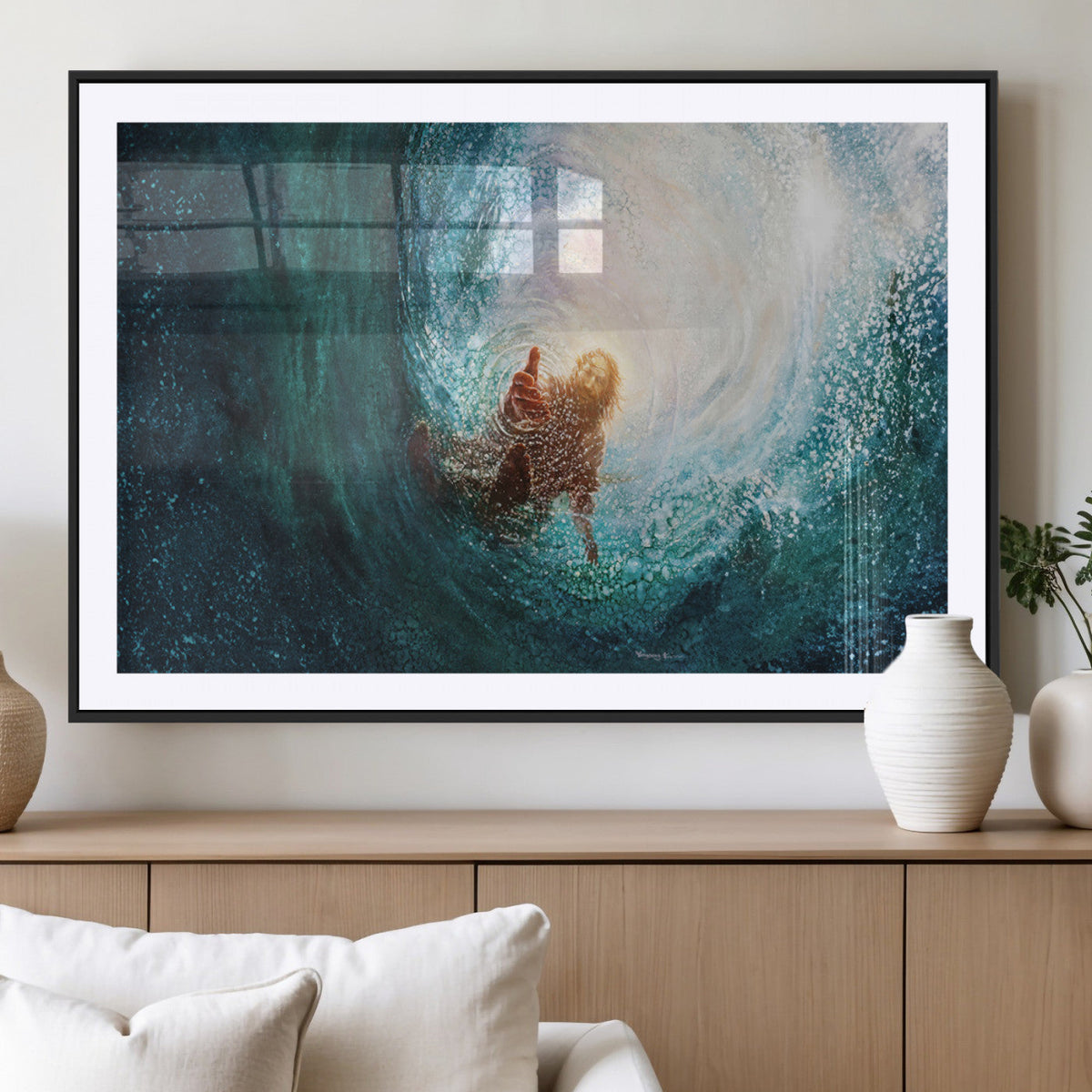 Powerful Jesus Canvas Print - Hand of Salvation,