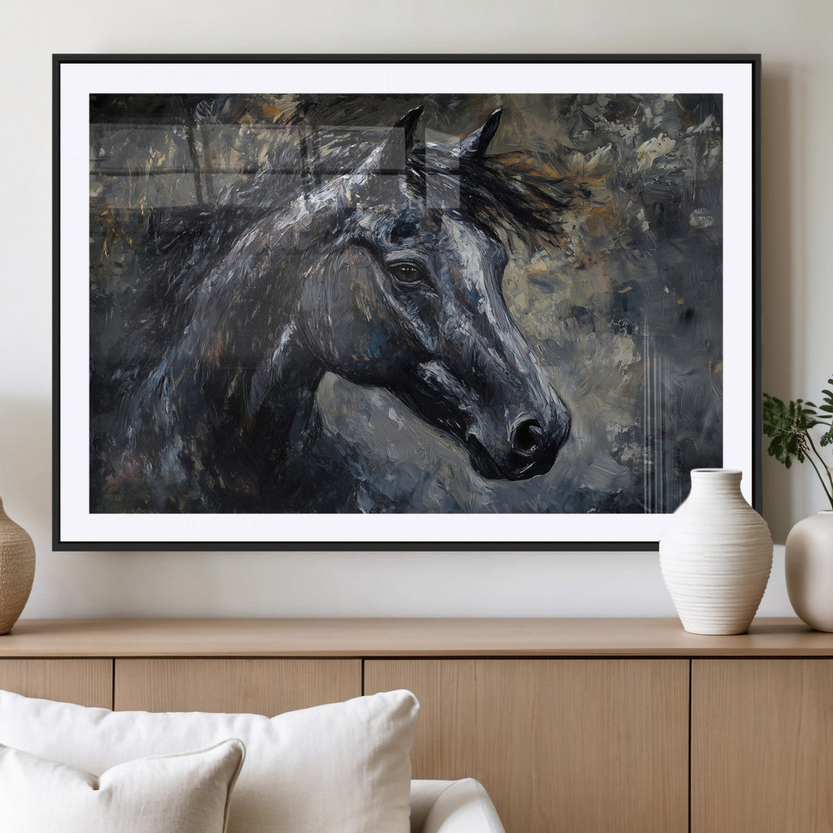Large Abstract Horse Wall Art Canvas Print | Farmhouse Wall