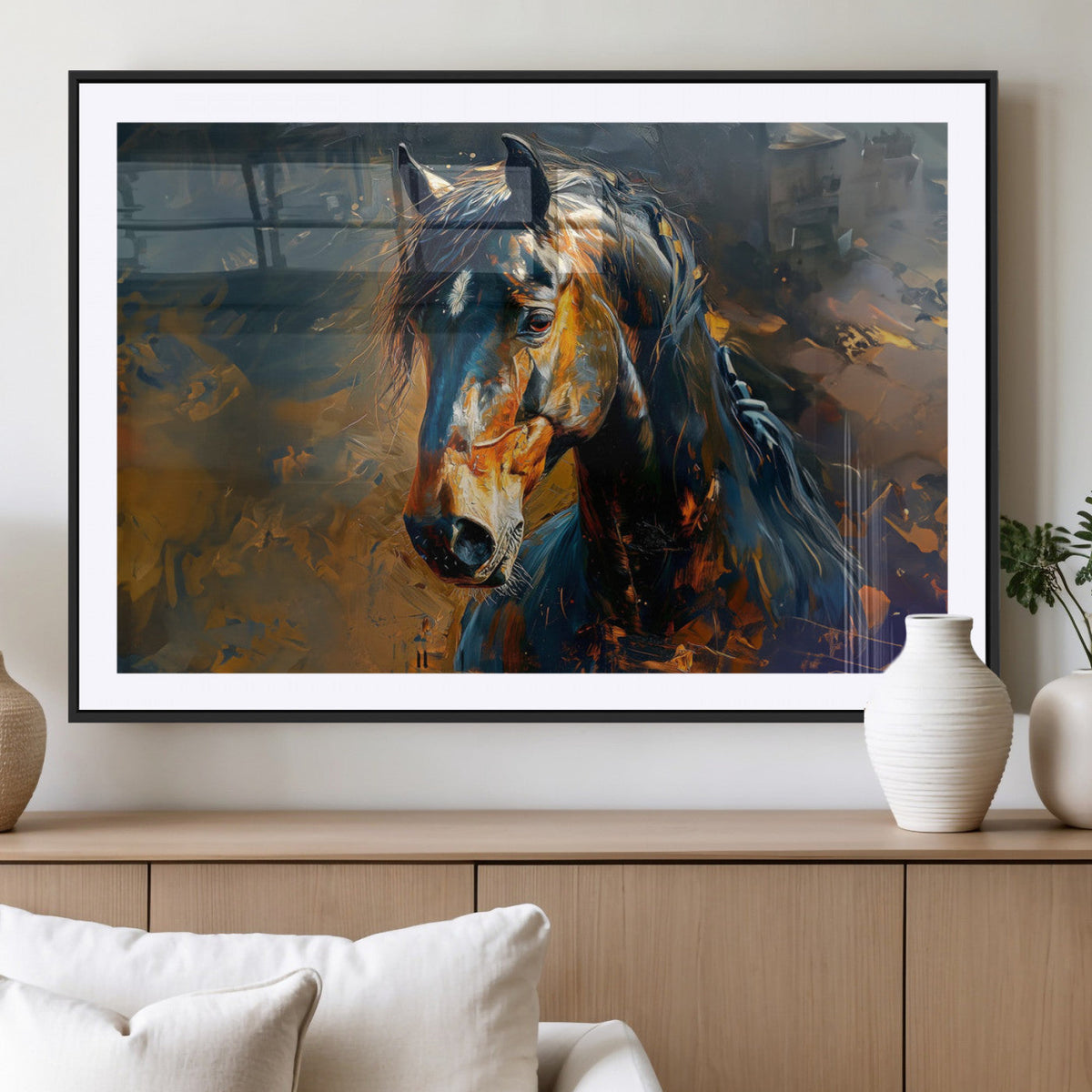 Abstract Horse Wall Art Canvas Print | Farmhouse Wall Decor