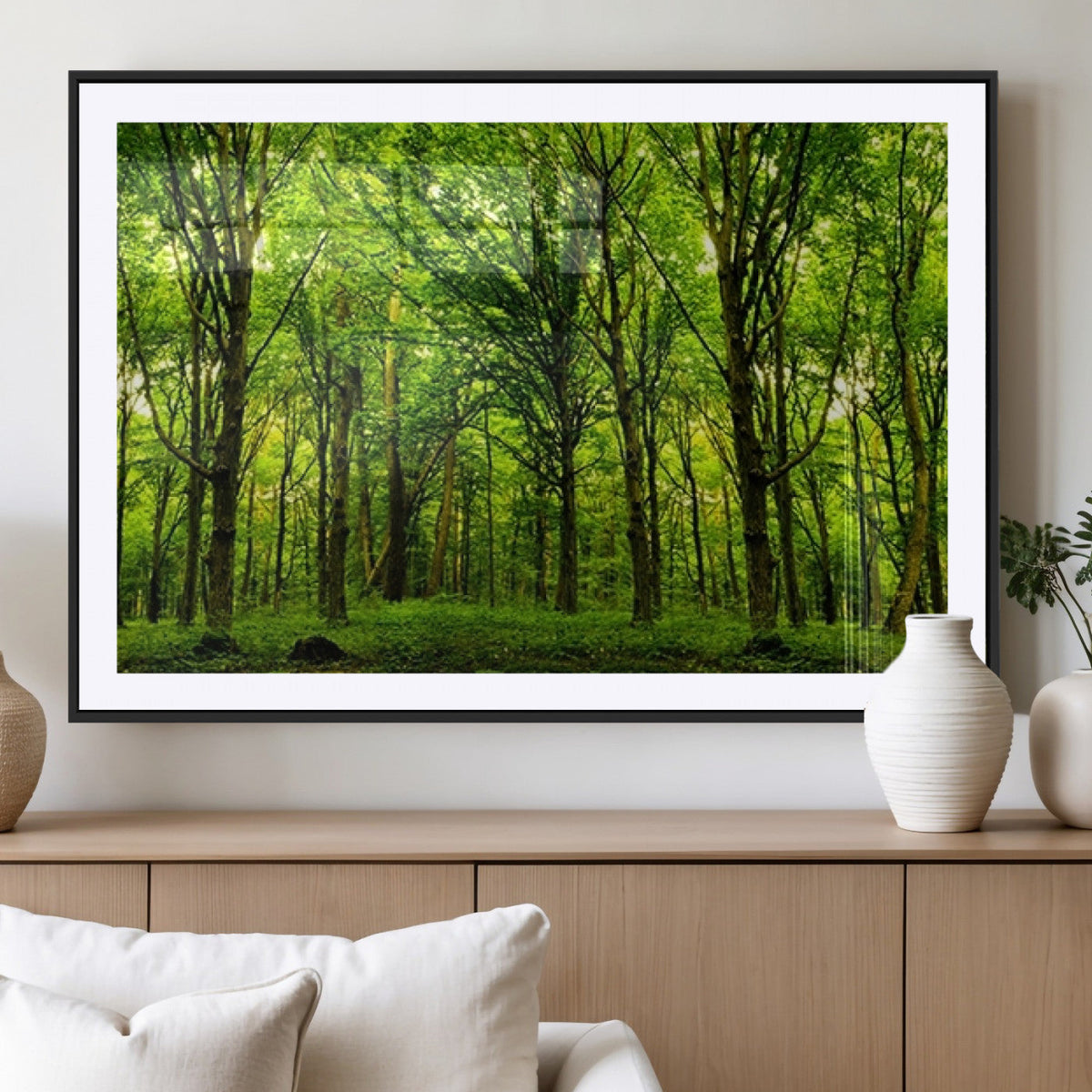 Lush Green Forest Canvas Print | 3-Panel Forest Wall Art |