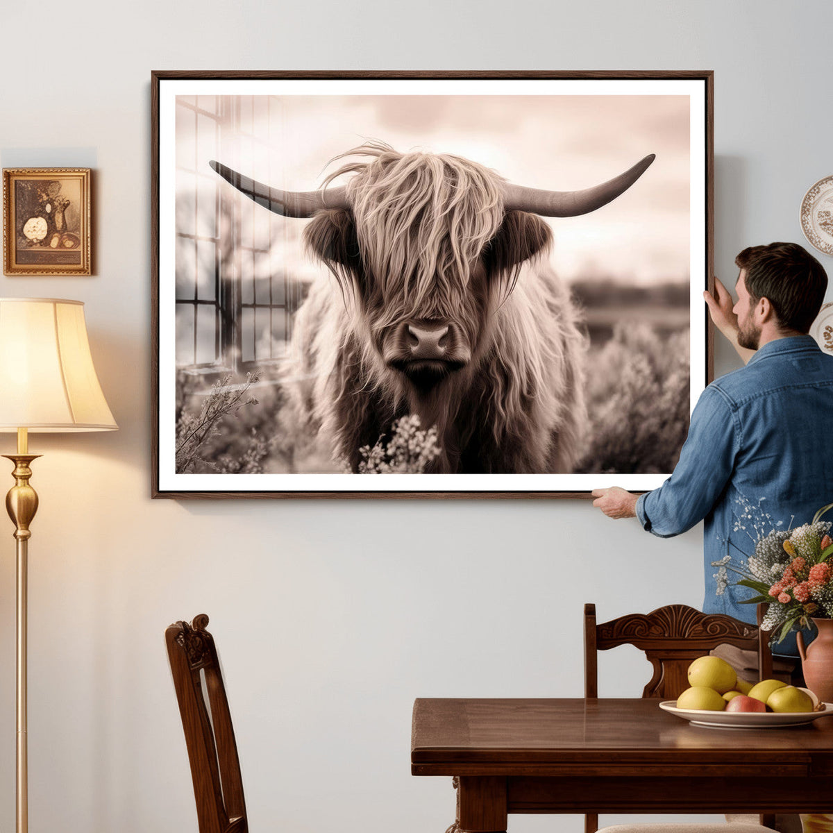 Scottish Cow Longhorn Wall Art Canvas Print