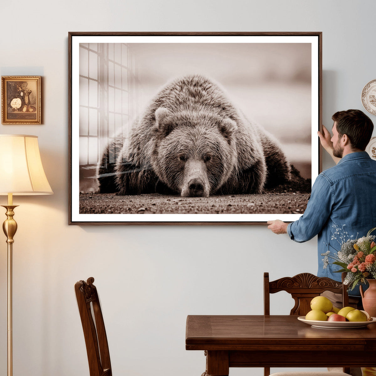 Grizzly Bear Wall Art Print - Bear Canvas Wall Art - Rustic