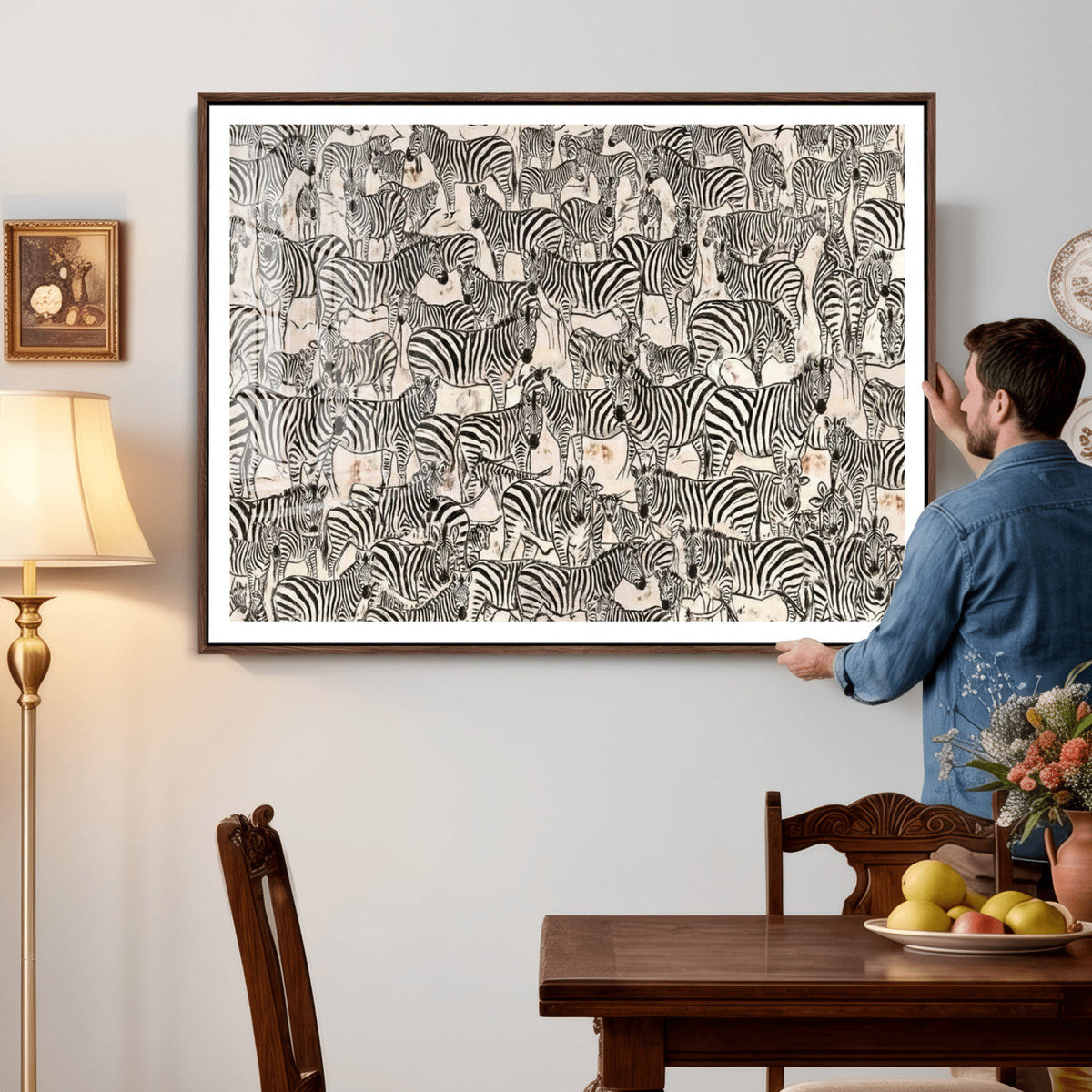 Abstract Zebra Wall Art Canvas Print for Farmhouse Decor
