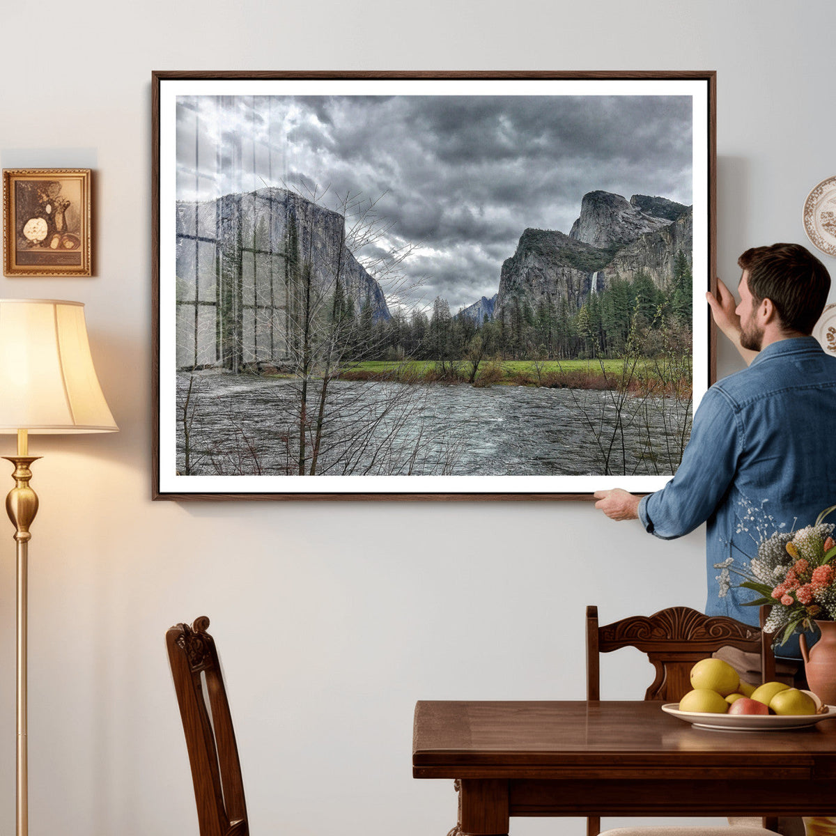 Yosemite Valley River Wall Art Canvas Print, Granite Cliffs