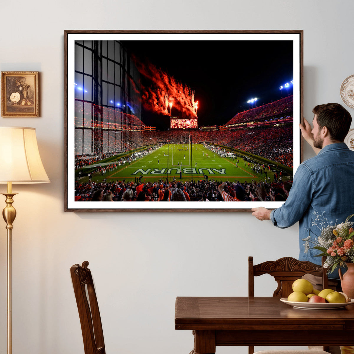 Auburn Stadium Wall Art Canvas Print, College Football Night
