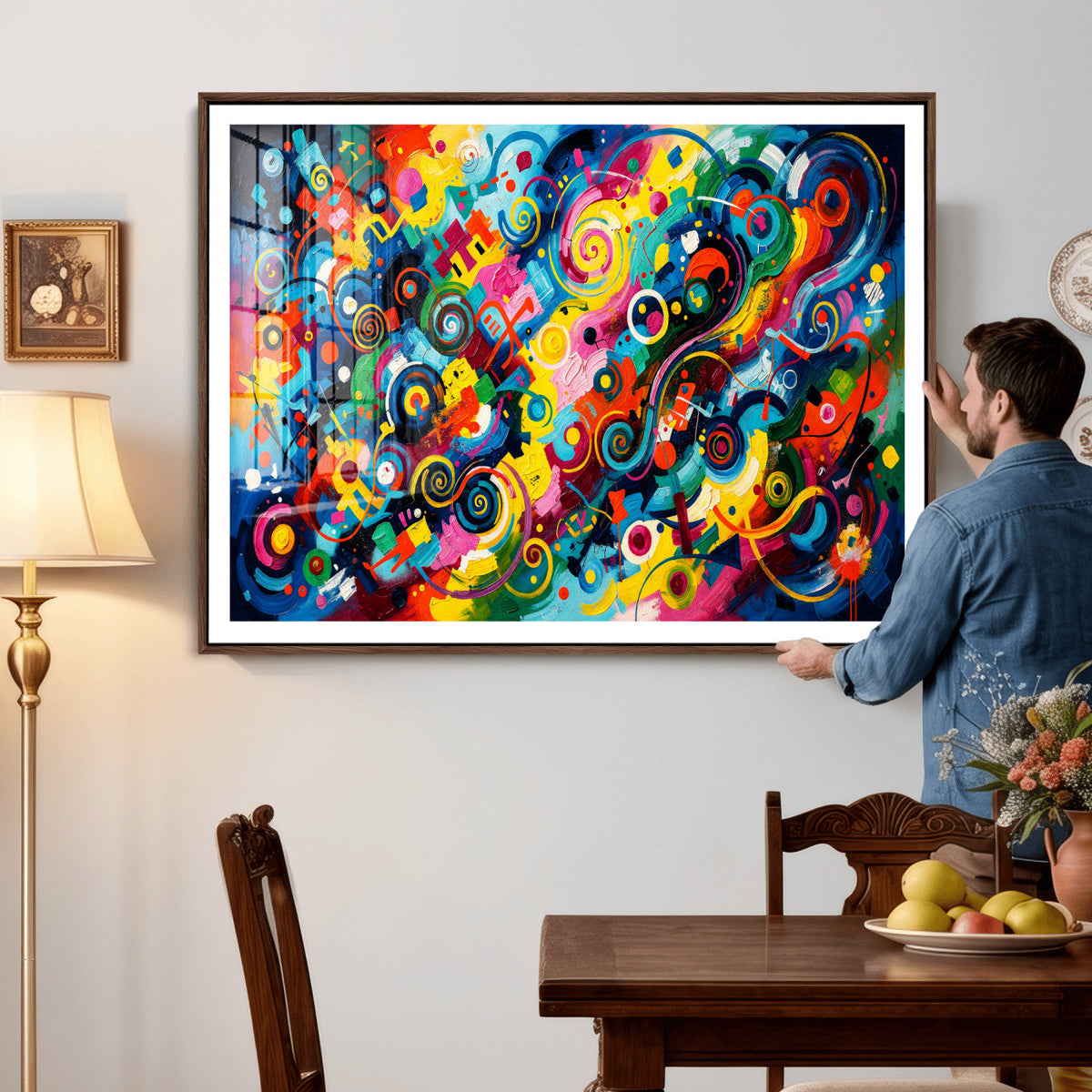 Geometric Abstract Wall Art Canvas Print, Bold Color