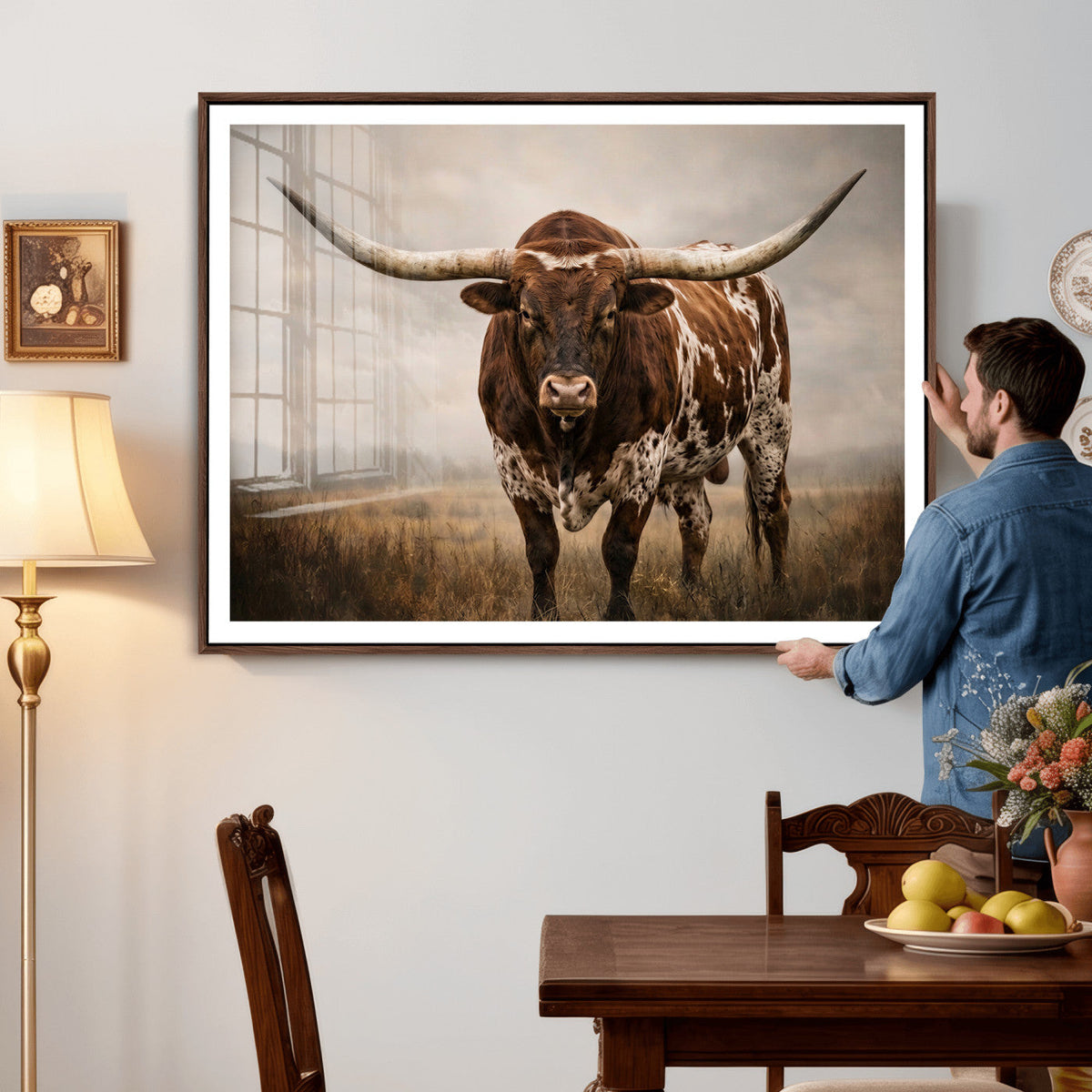 Texas Longhorn Canvas Wall Art Western Bull Desert Moody