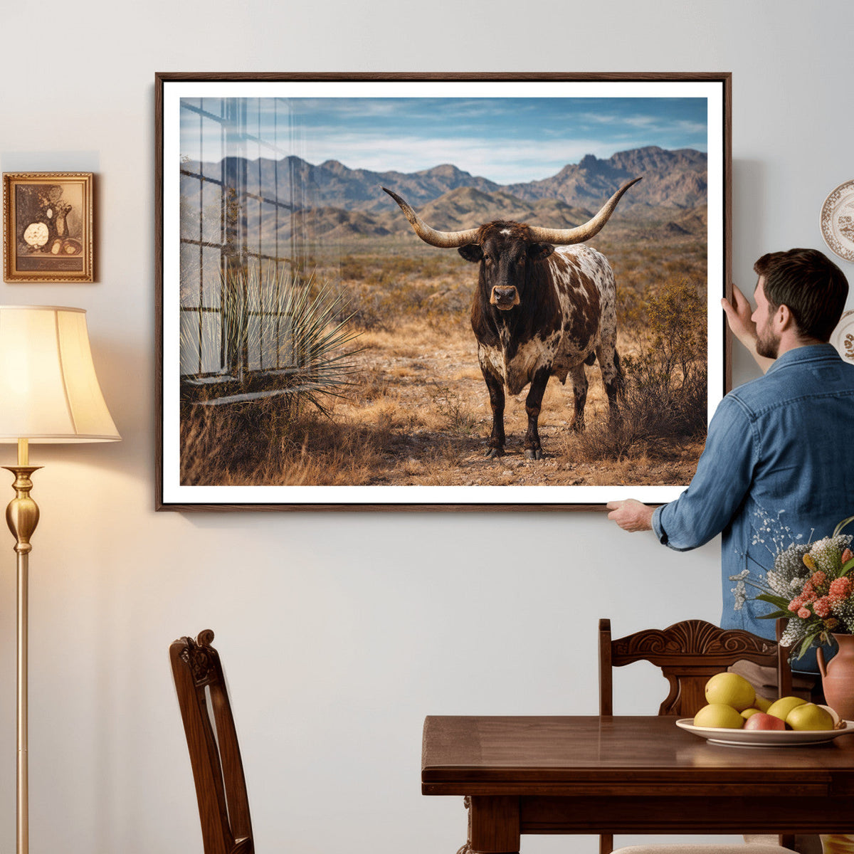 Texas Longhorn Canvas Wall Art Western Bull Desert Moody