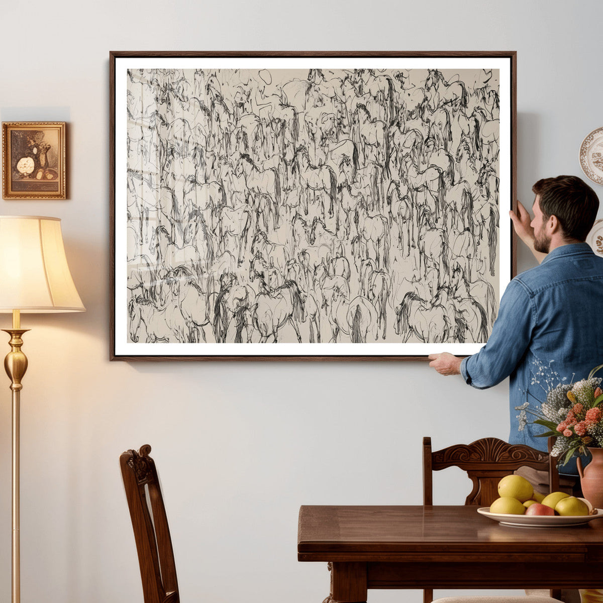 Abstract Horse Sketch Wall Art | Ready to Hang and Framed |
