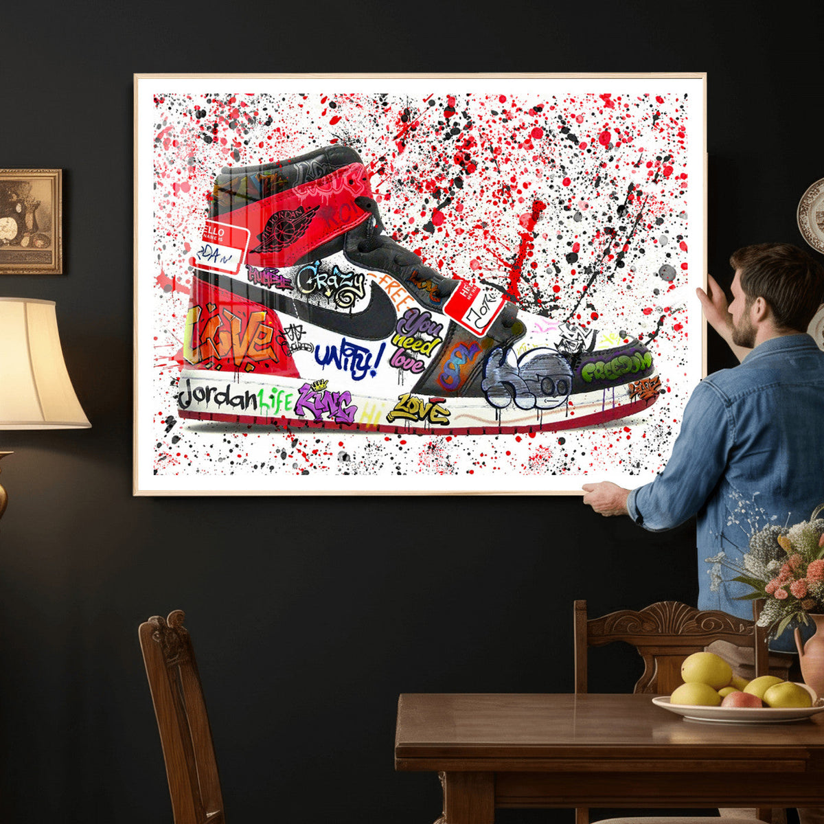 Jordan Shoes Graffiti Wall Art Canvas Print- Jordan Graffiti
