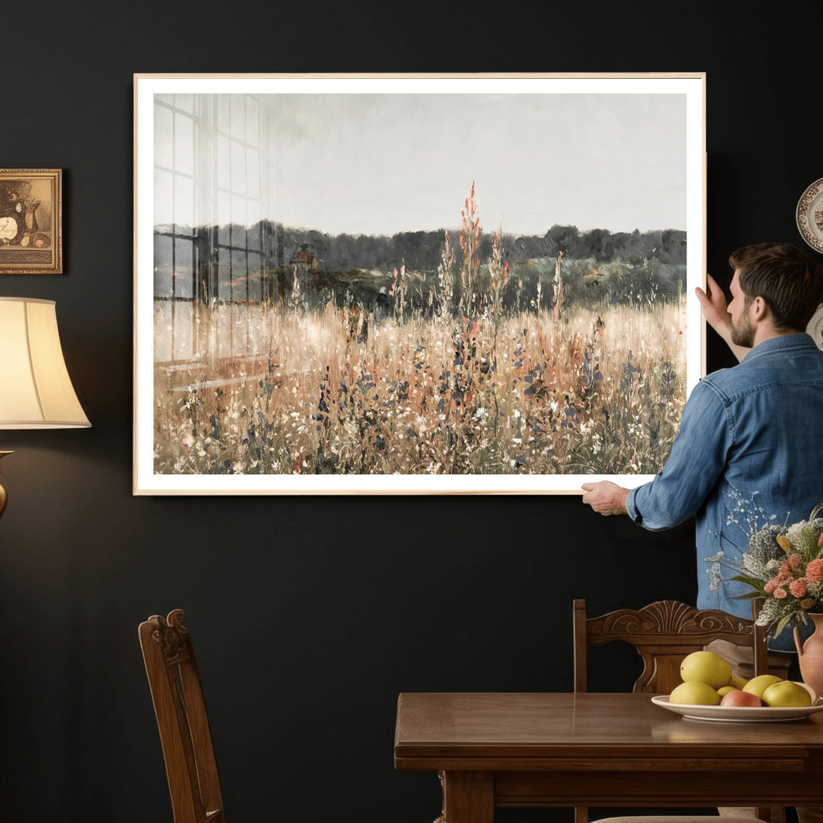 Rustic Field Landscape Wall Art Print, Giclee Canvas Wall