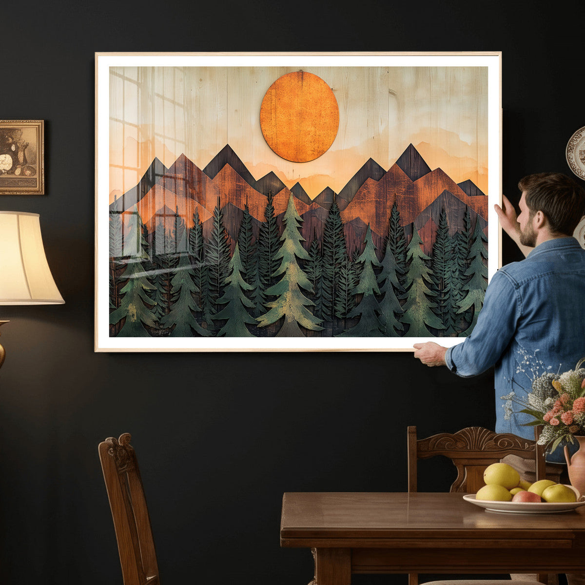 Sunset Mountain Landscape Canvas Wall Art Print - Nature