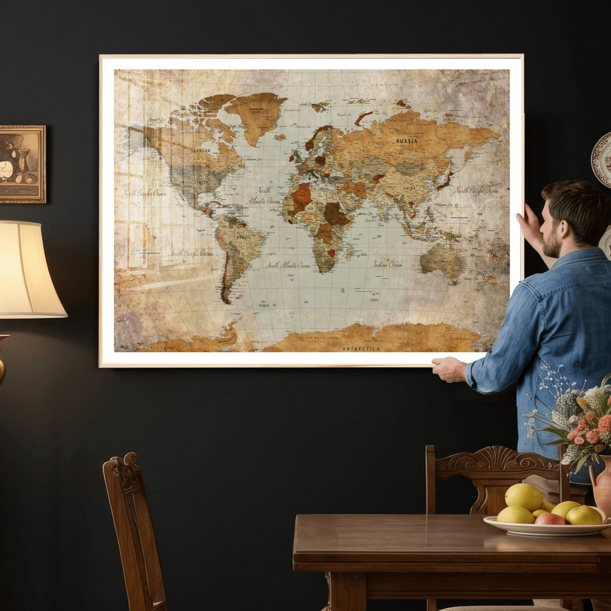 World Map Canvas Print – Detailed Map of the World Wall Art