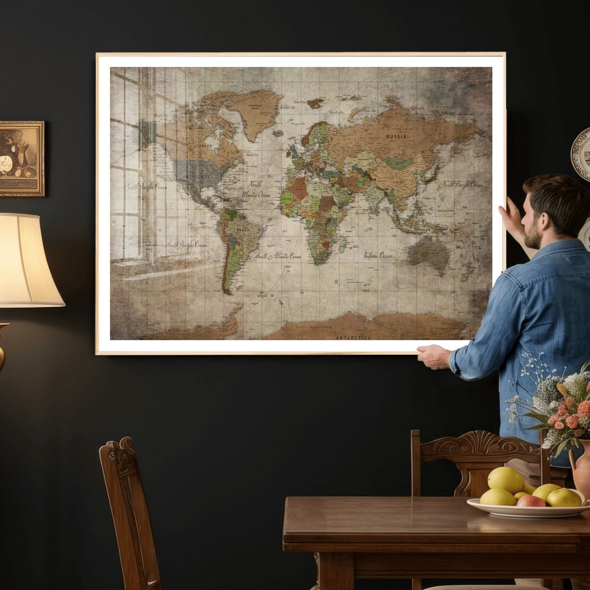 World Map Canvas Print – Framed Travel Map Wall Art for