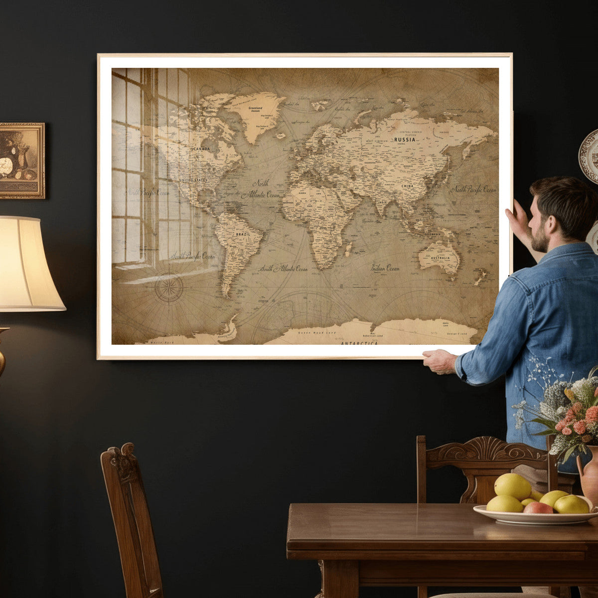 World Map Canvas Print – Framed Travel Map Wall Art for