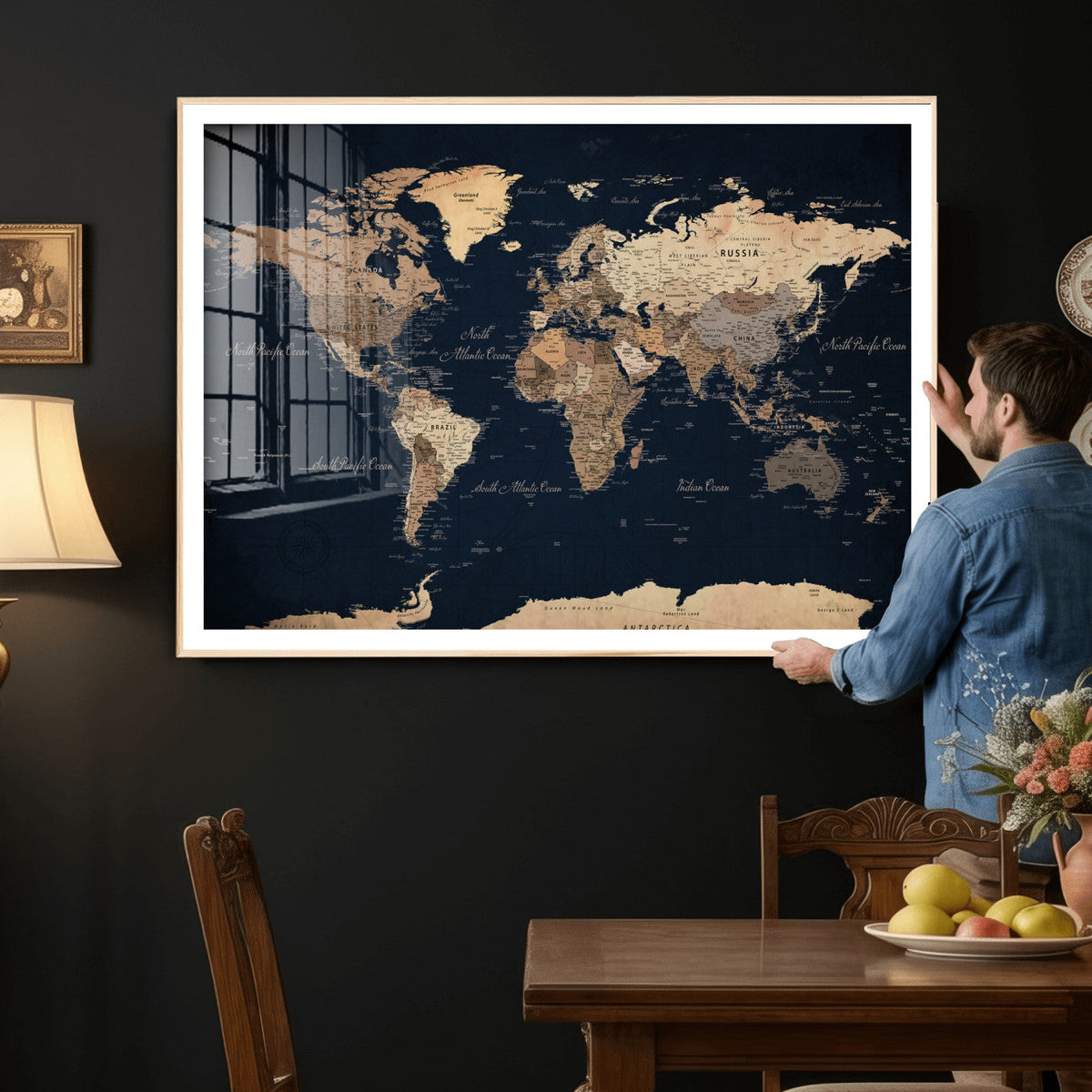 World Map Canvas Print – Detailed Map of the World Wall Art