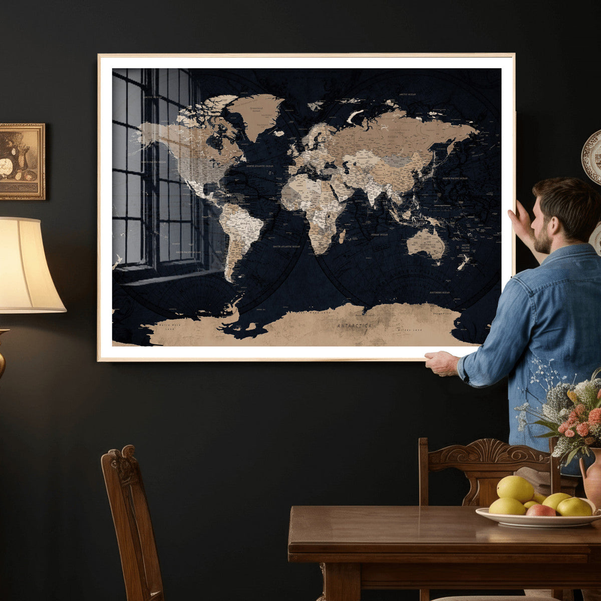 Grunge Wall Art World Map Canvas Print