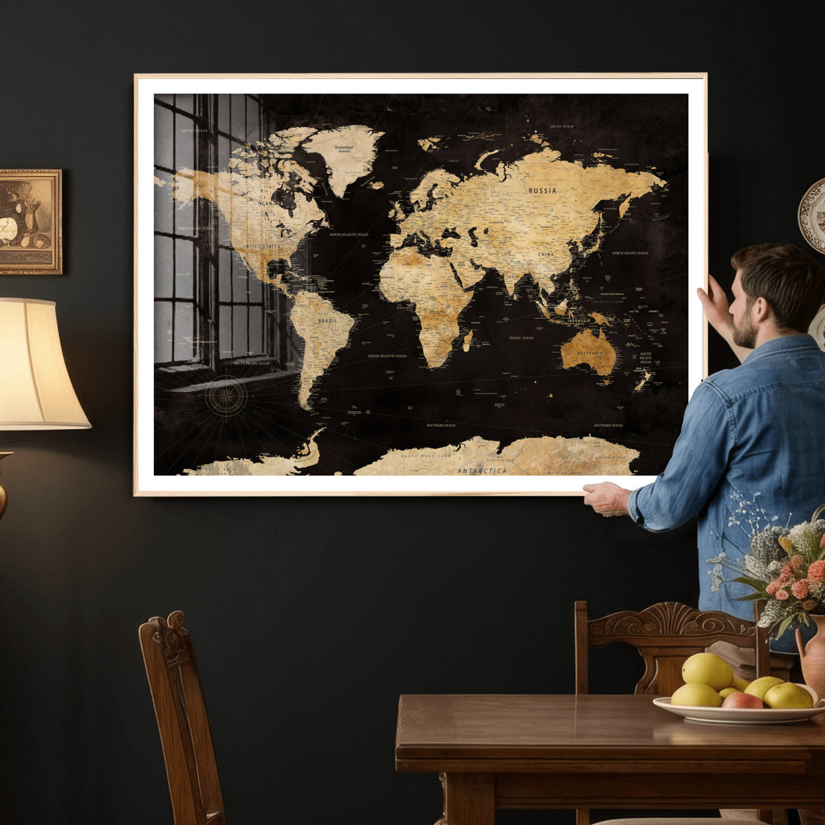 Extra Large World Map Canvas Print – Detailed Map Classic