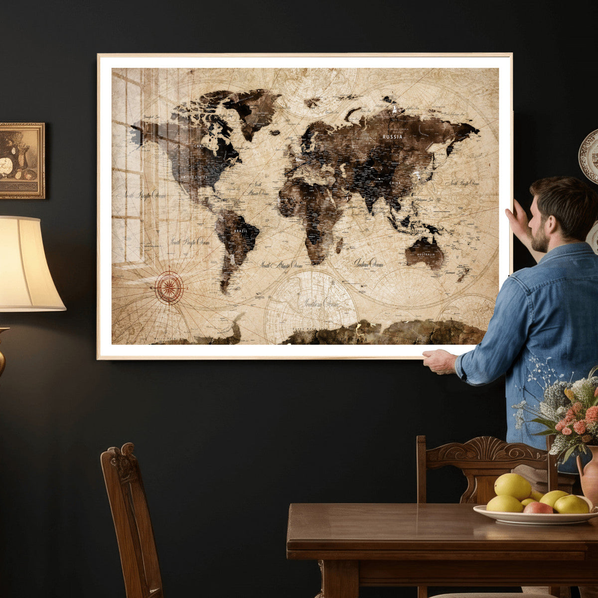 World Map Wall Art Canvas Print
