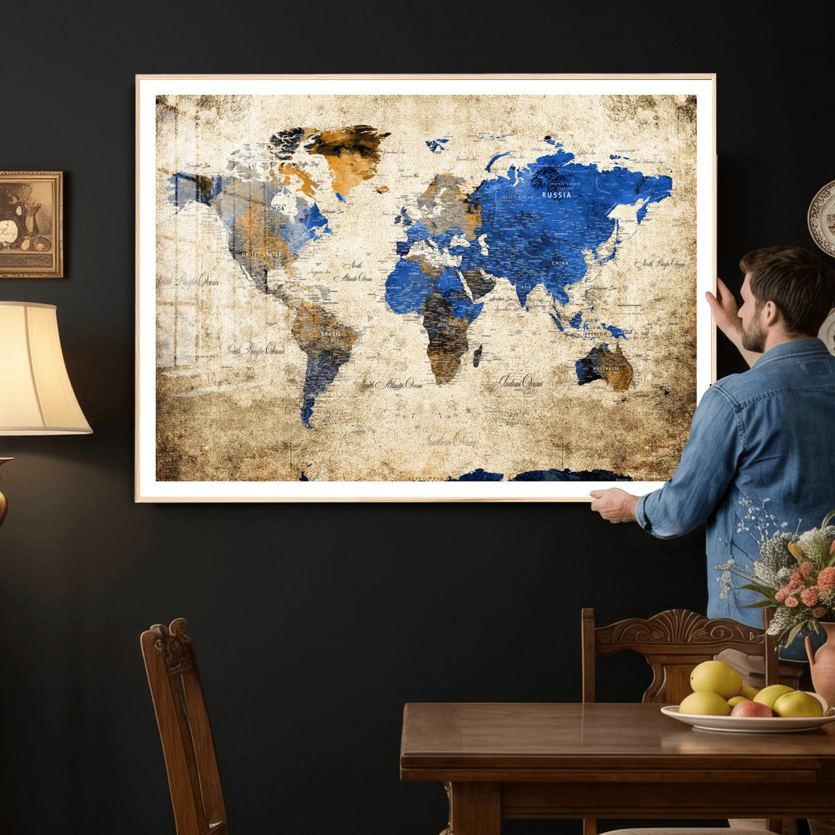 World Map Canvas Print – Colorful Abstract Travel Map,