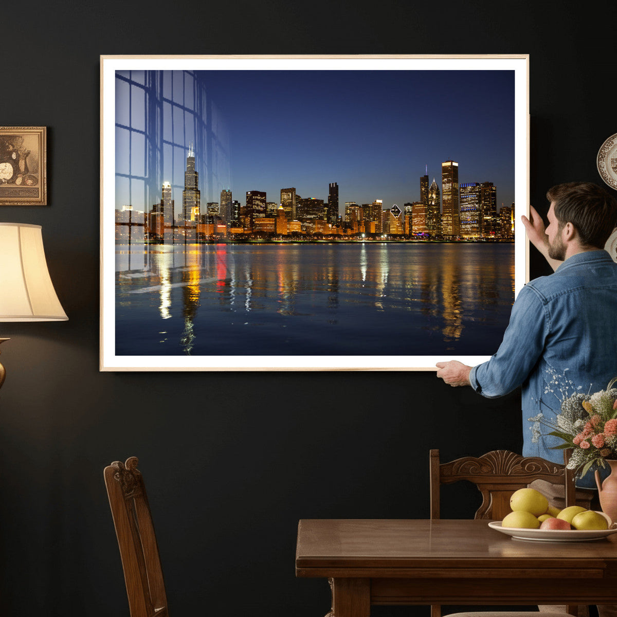 Chicago Wall Art Canvas Print - Chicago City Downtown Night