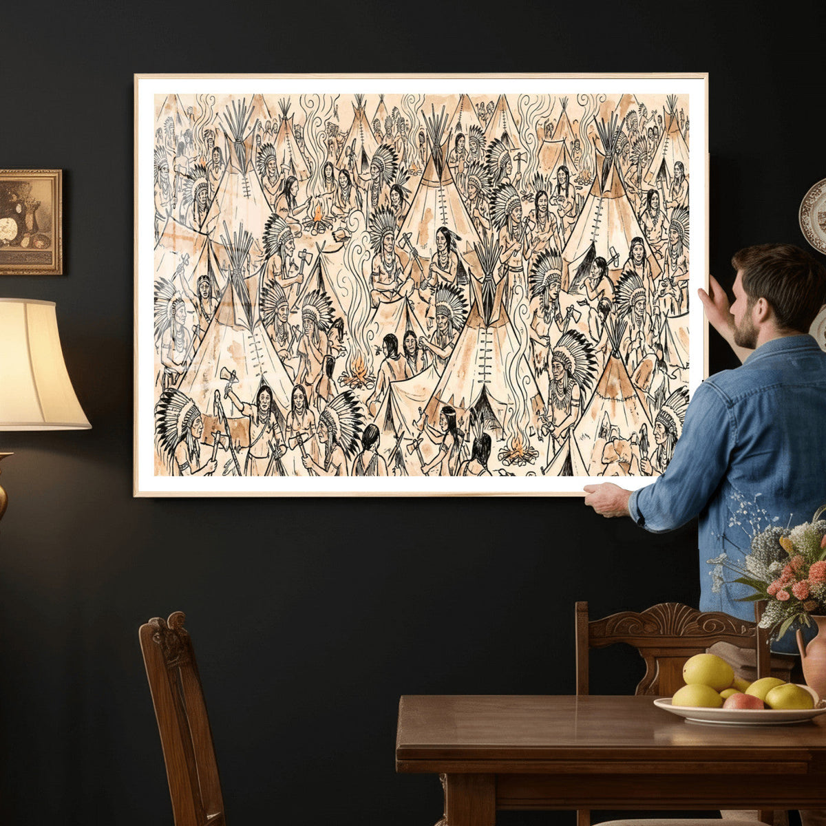 Native American Indian Wall Art Canvas Print - Abstract