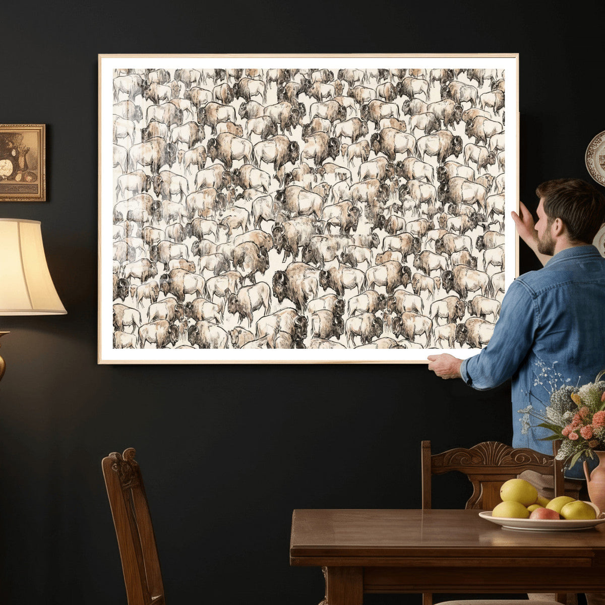 American Bison Canvas Print - Abstract Buffalo Wall Art