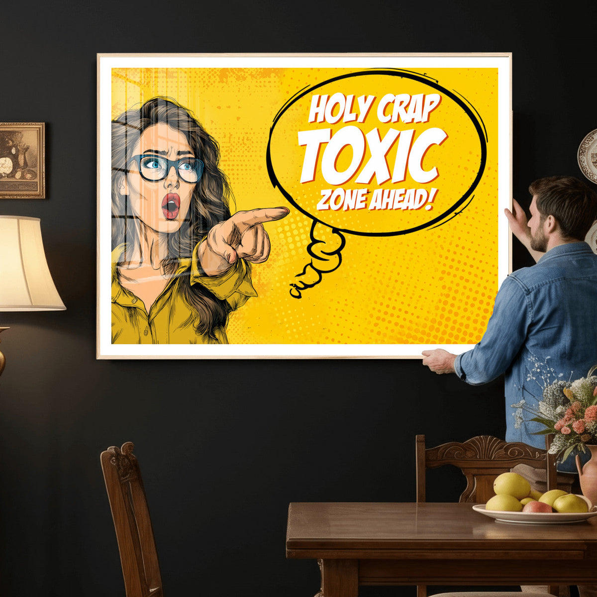 Pop Art Print Bathroom Sign Wall Art Canvas Print — Funny