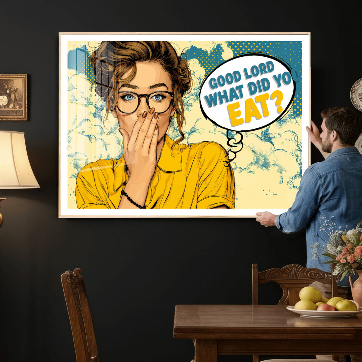Pop Art Print Bathroom Sign Wall Art Canvas Print — Funny