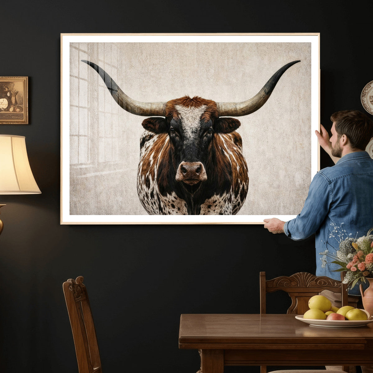 Texas Longhorn Canvas Wall Art Western Bull Desert Moody