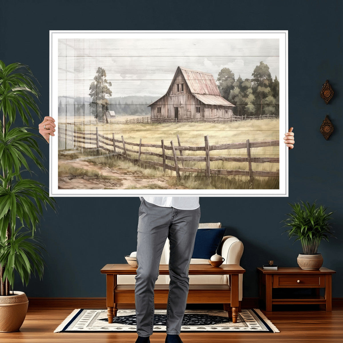 Rustic Farmhouse Barn Wall Art | 3-Panel Framed Gallery Wrap