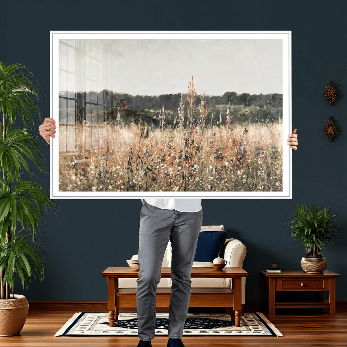 Rustic Field Landscape Wall Art Print, Giclee Canvas Wall