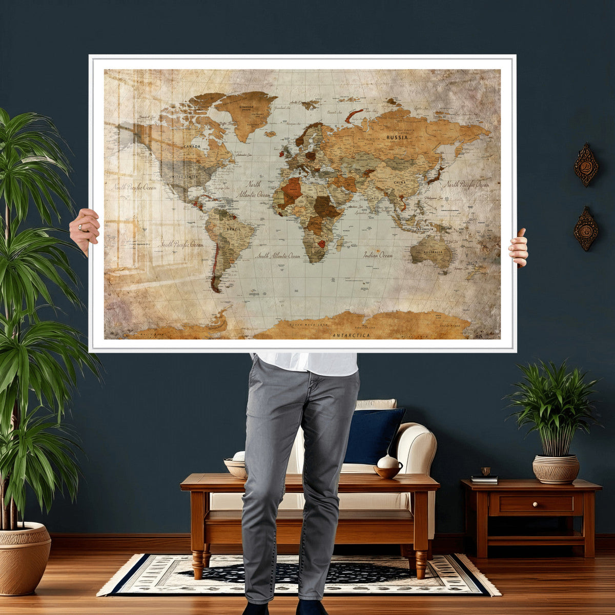 World Map Canvas Print – Detailed Map of the World Wall Art