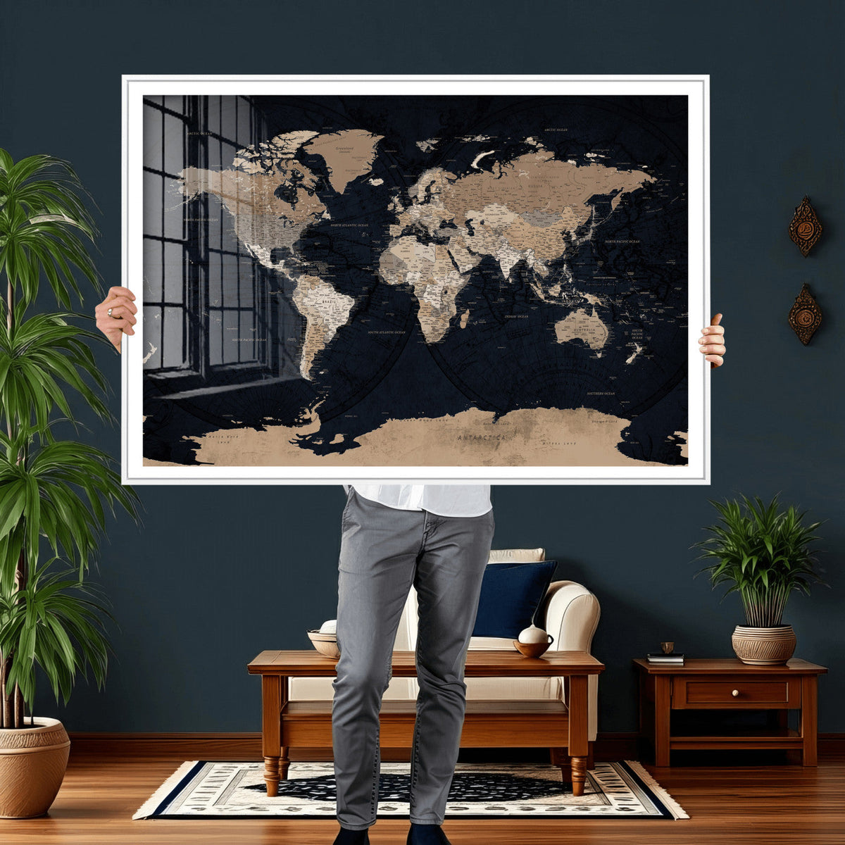 Grunge Wall Art World Map Canvas Print