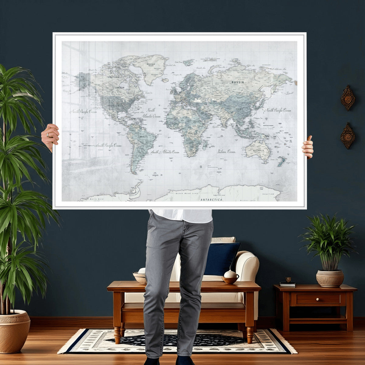 World Map Canvas Print – Detailed Map of the World Wall Art
