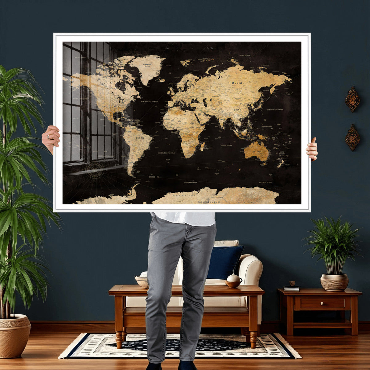 Extra Large World Map Canvas Print – Detailed Map Classic