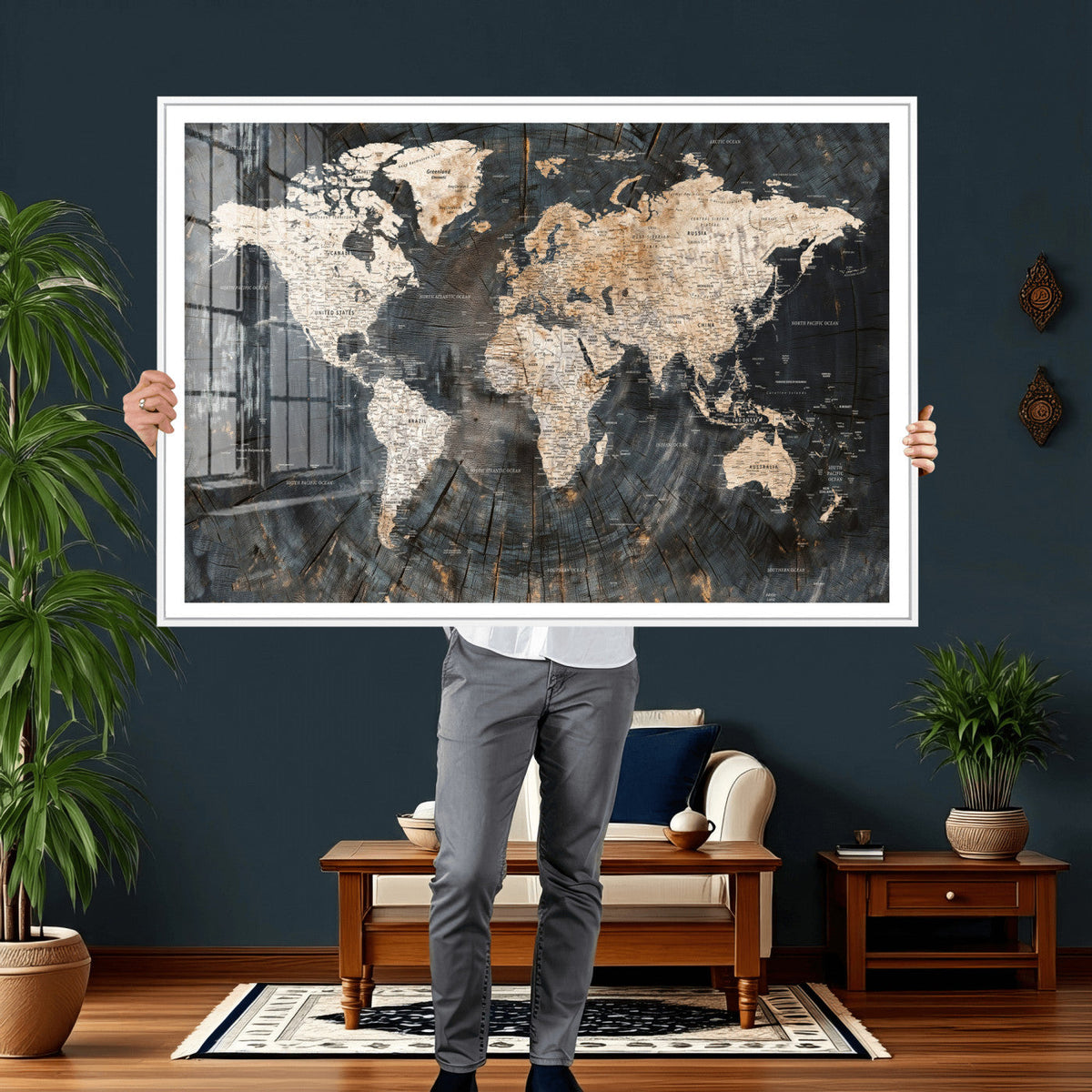 World Map Canvas Print – Detailed Map of the World Wall Art