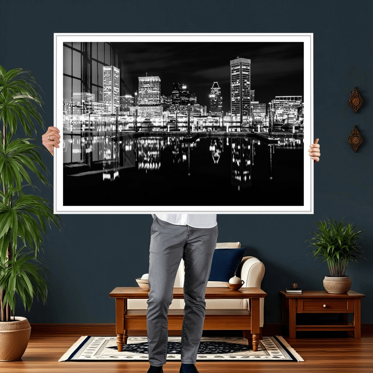 Baltimore Skyline Wall Art Canvas Print, Baltimore Downtown