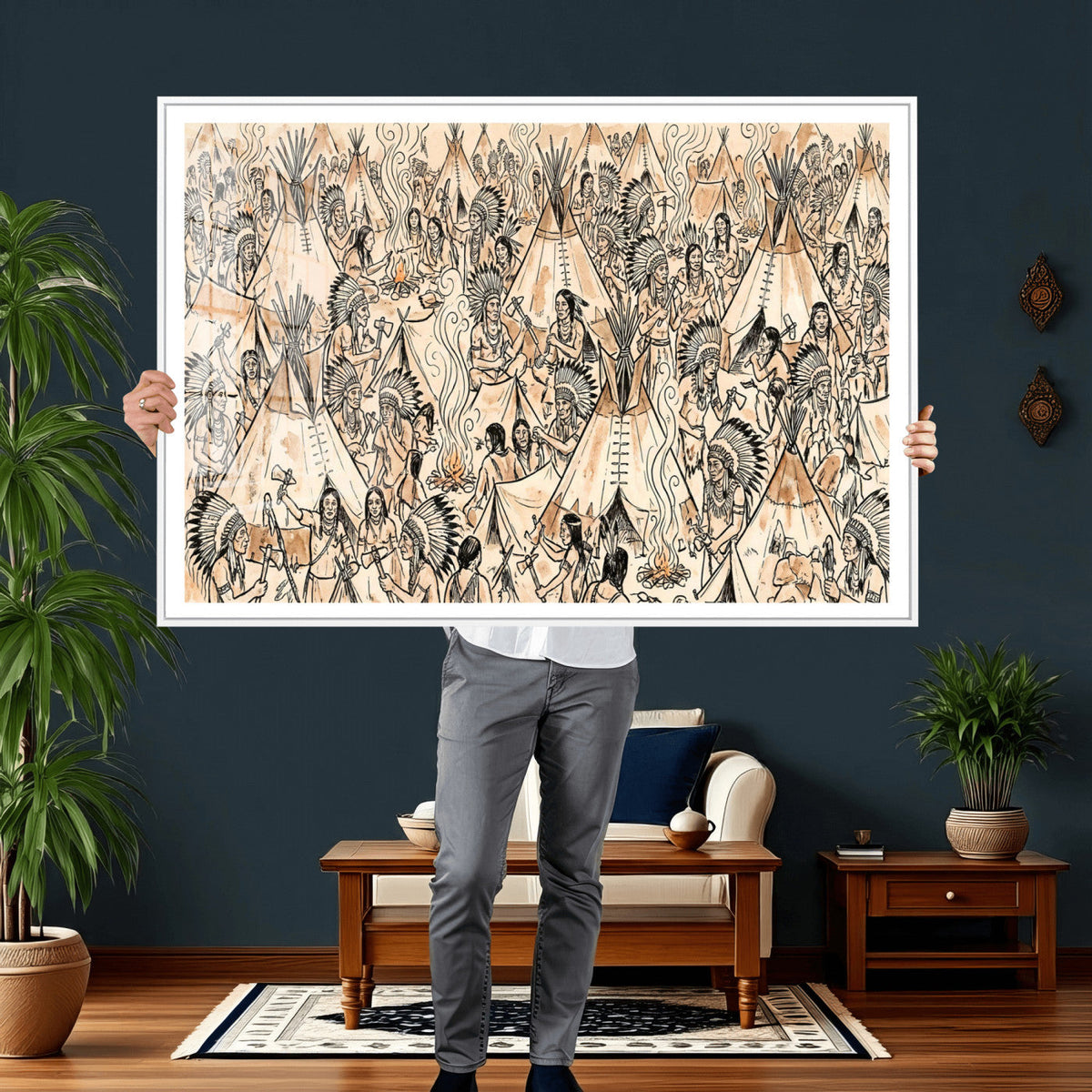 Native American Indian Wall Art Canvas Print - Abstract