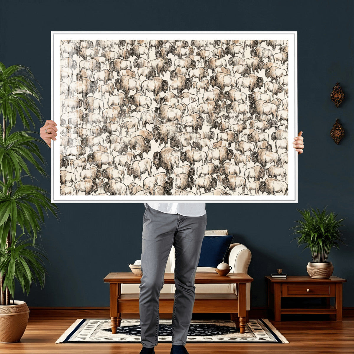 American Bison Canvas Print - Abstract Buffalo Wall Art