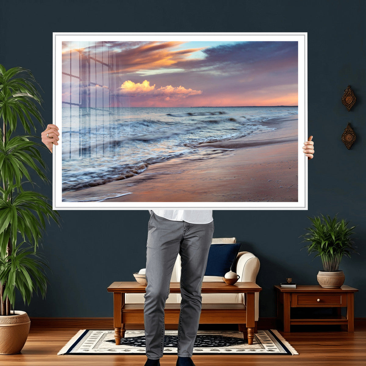 Ocean Sunset Wall Art Canvas Print – Coastal Beach