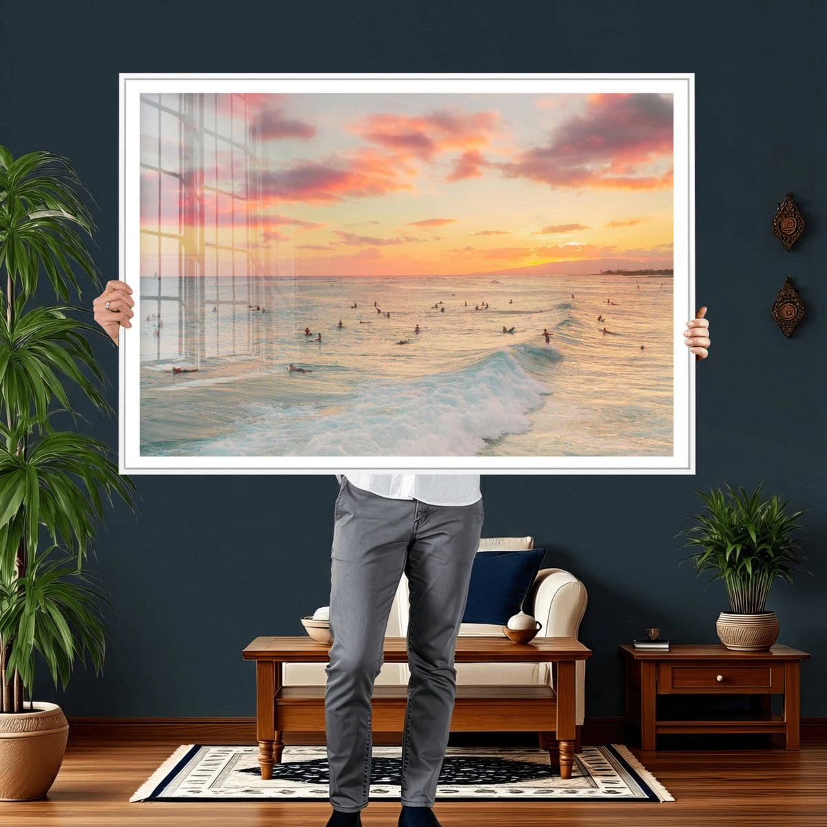 Sunset Beach Wall Art Canvas Print – Soft Coastal