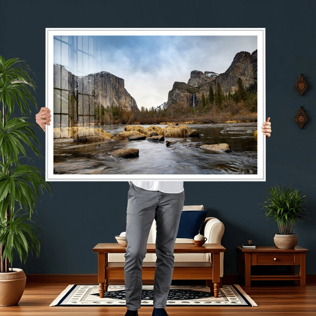 Yosemite Valley Mountain Landscape Wall Art Canvas Print,